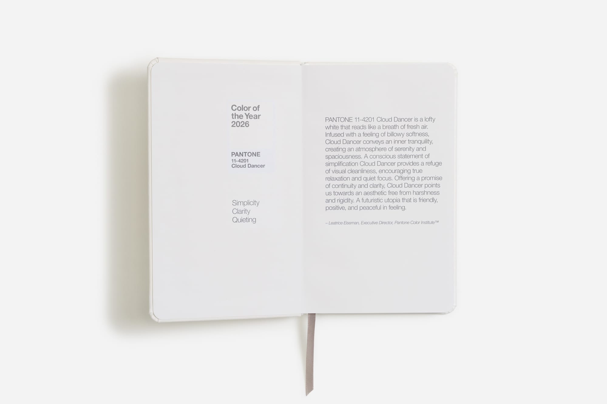 Press Image: Pantone’s Color of 2026, PANTONE 11-4201 Cloud Dancer