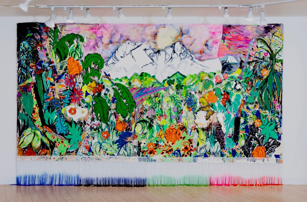 Curator Eungie Joo at Yerba Buena Center for the Arts with Mission School artworks on display during Bay Area Then exhibition