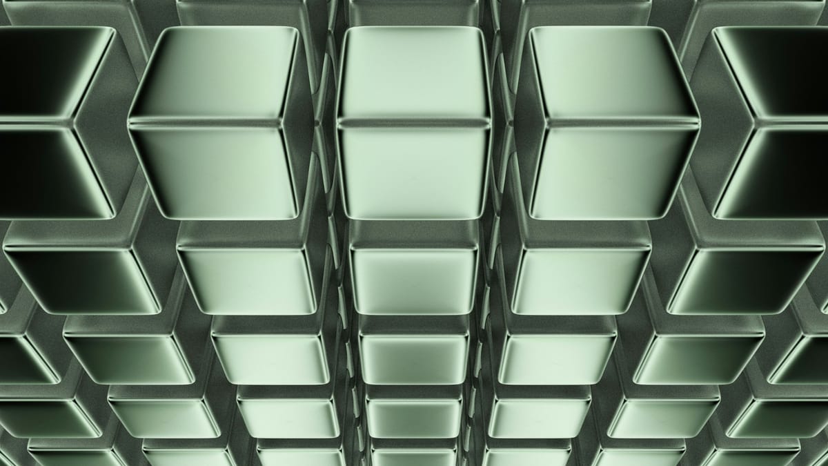 Abstract architectural forms intersected, representing the mediation of artistic authorship through computational systems.