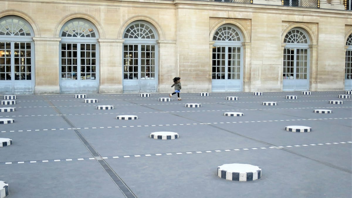 Palais Royal courtyard in Paris, home to the French Ministry of Culture.