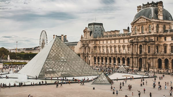 The Louvre Museum’s glass pyramid in Paris after the 2025 jewel heist
